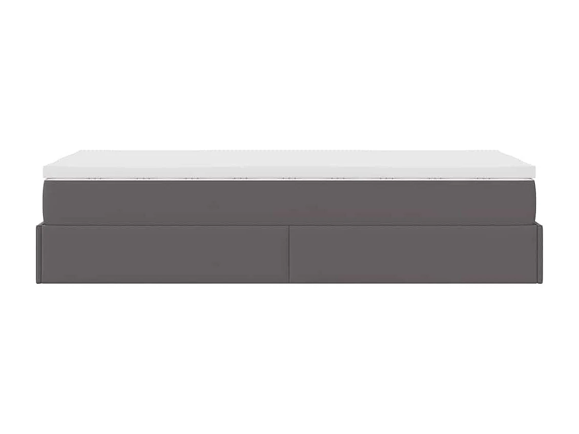 Estructura cama otomana colchón cuero sintético gris 100x200cm