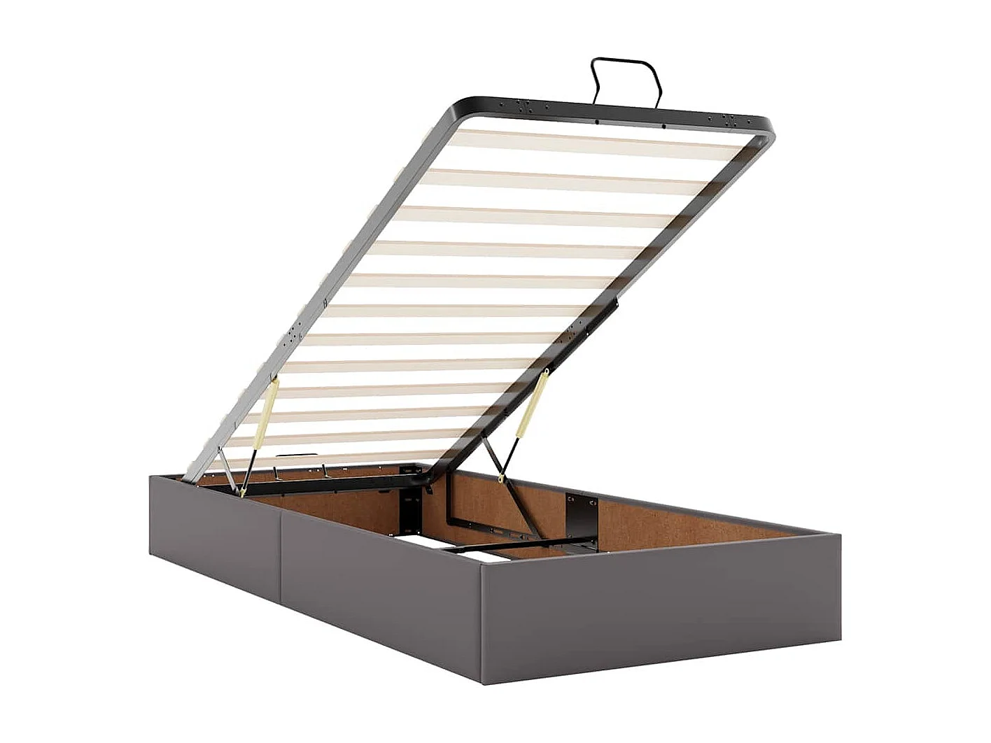 Estructura cama otomana colchón cuero sintético gris 100x200cm