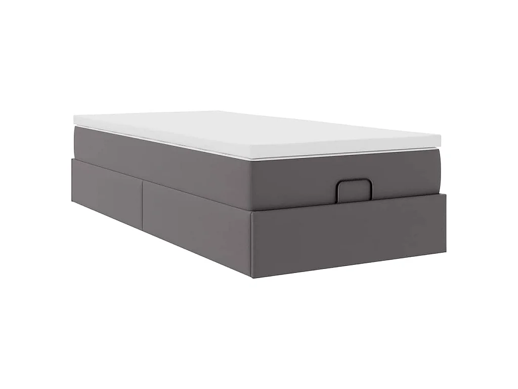 Ottoman bed met matras 100x200cm kunstleer grijs