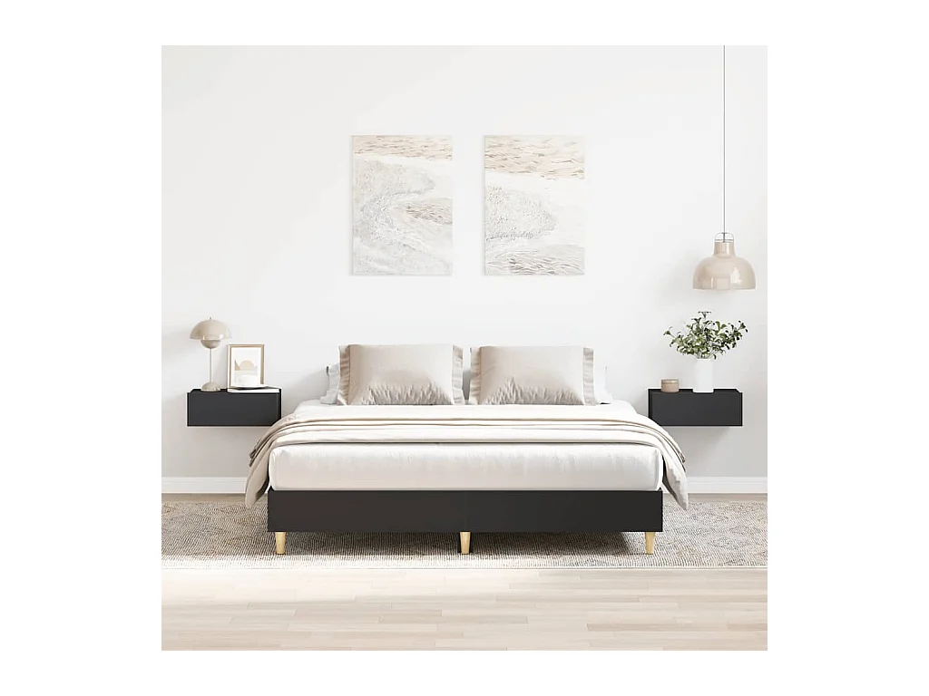 Cadre de lit sans matelas noir 140x200 cm bois d'ingénierie