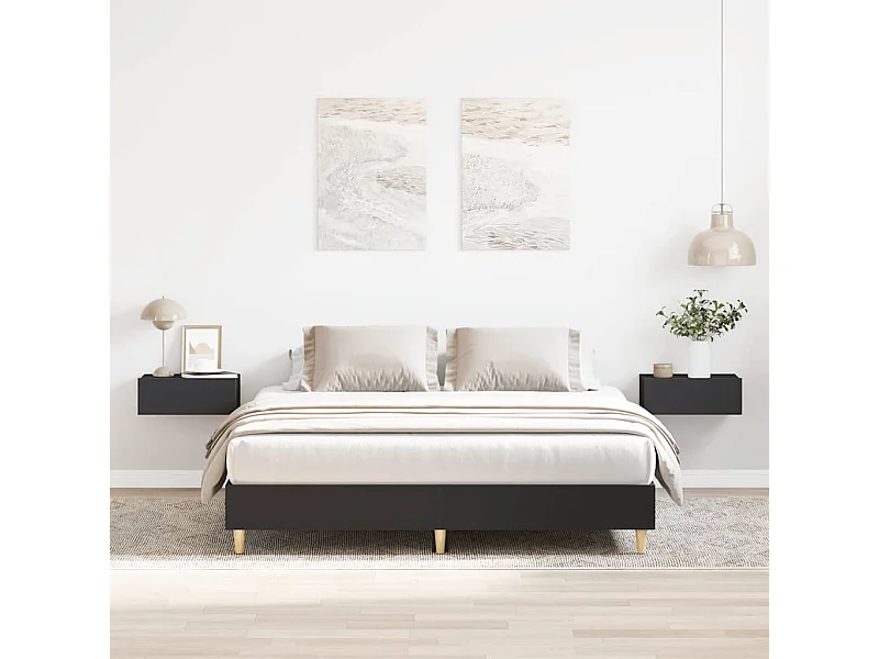 Cadre de lit sans matelas noir 140x200 cm bois d'ingénierie