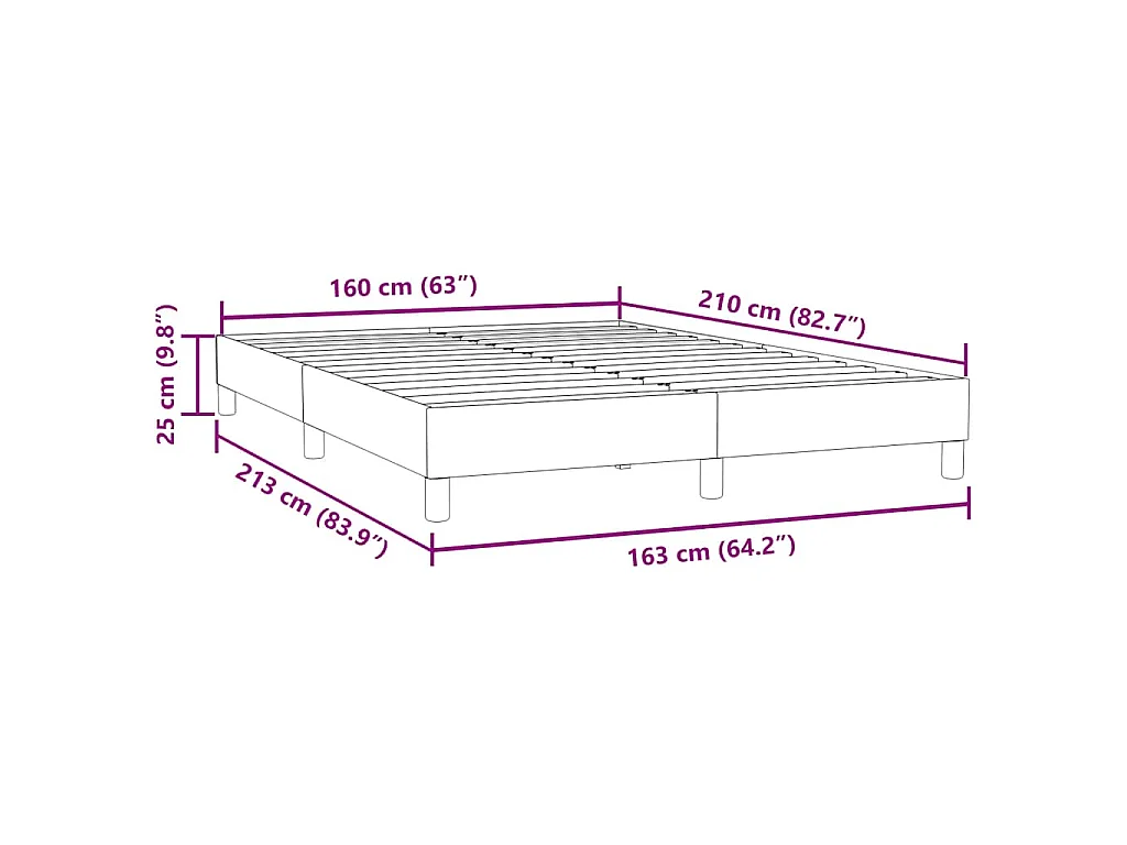 Sommier à lattes de lit sans matelas 160x210 cm velours