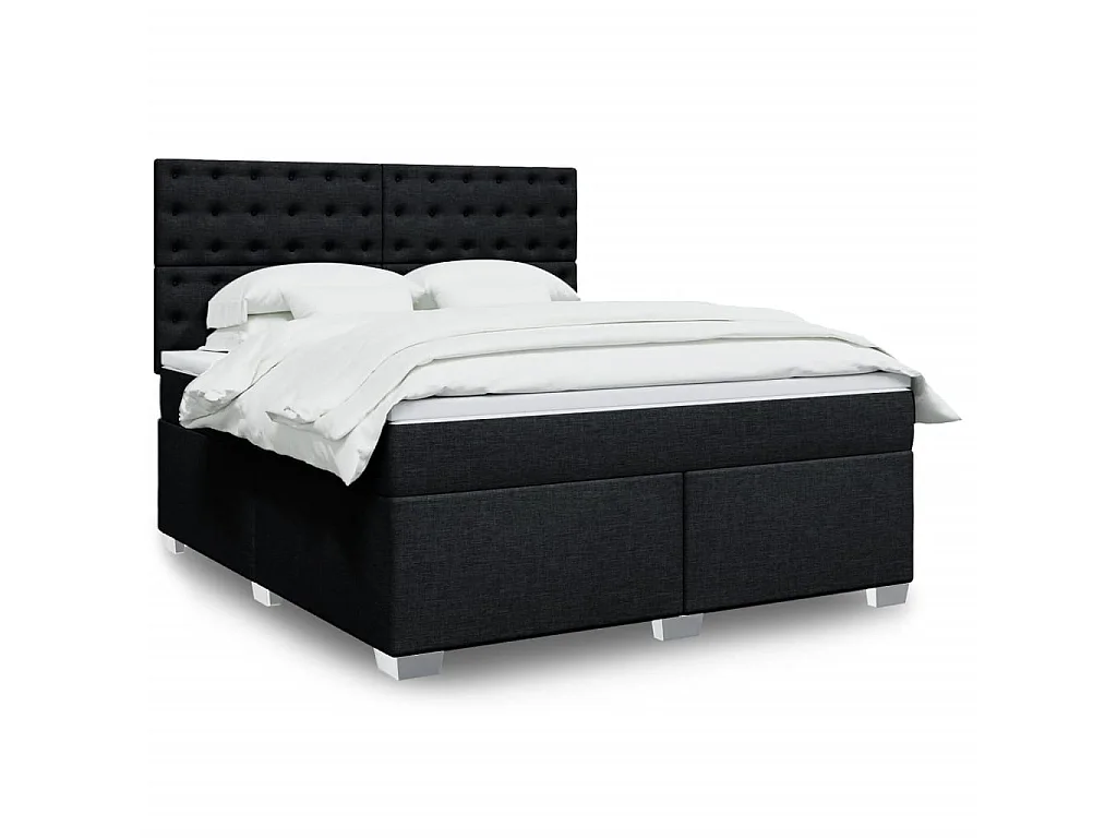 Boxspringbett mit Matratze Schwarz 180x200 cm Stoff
