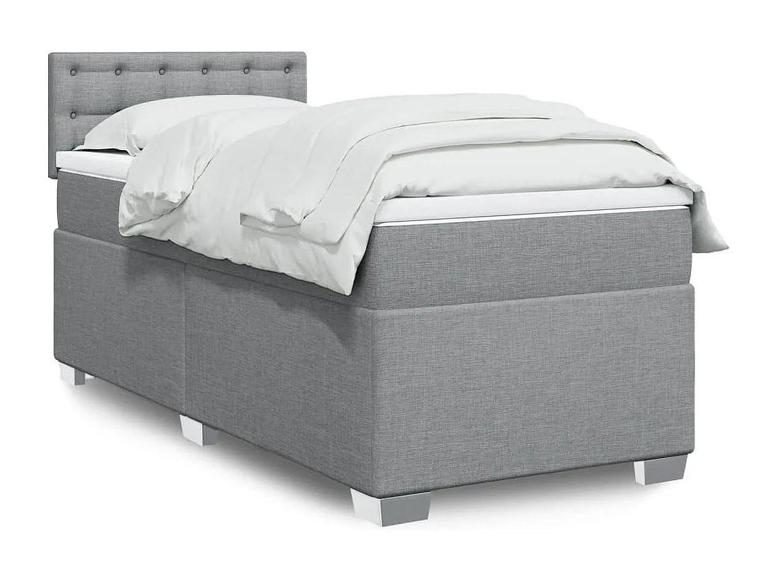 Sommier à lattes de lit avec matelas Gris clair 90x200 cm Tissu