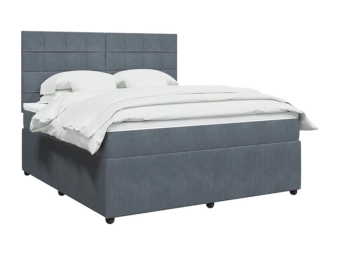 Boxspring met matras fluweel donkergrijs 180x200 cm