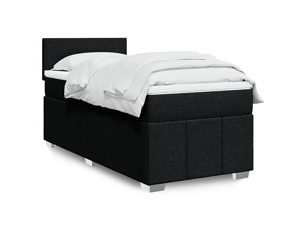 Giroletto a Molle con Materasso Nero 90x200 cm in Tessuto