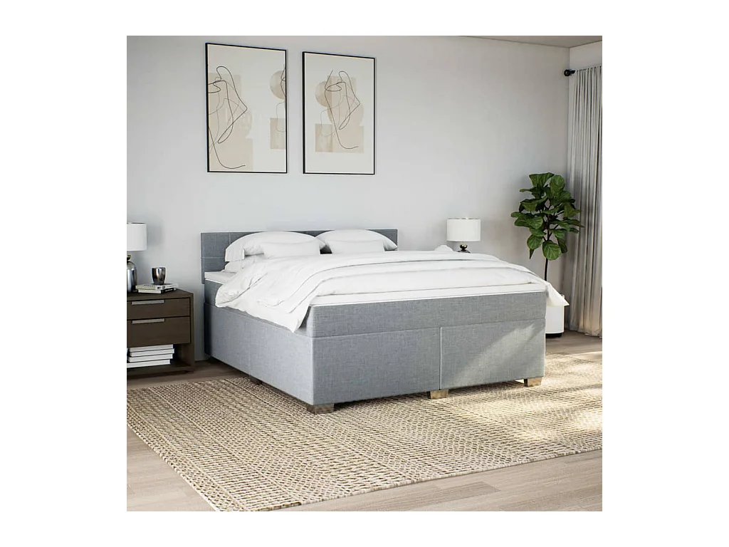 Giroletto a Molle con Materasso Grigio Chiaro180x200 cm Tessuto