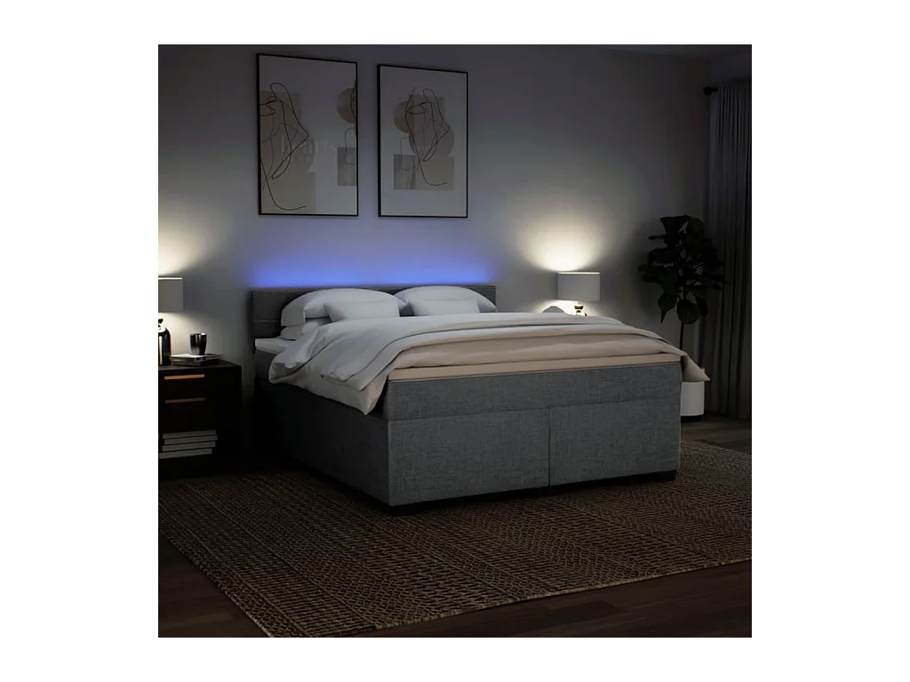 Giroletto a Molle con Materasso Grigio Chiaro180x200 cm Tessuto