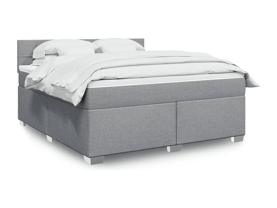 Boxspringbett mit Matratze Hellgrau 180x200 cm Stoff
