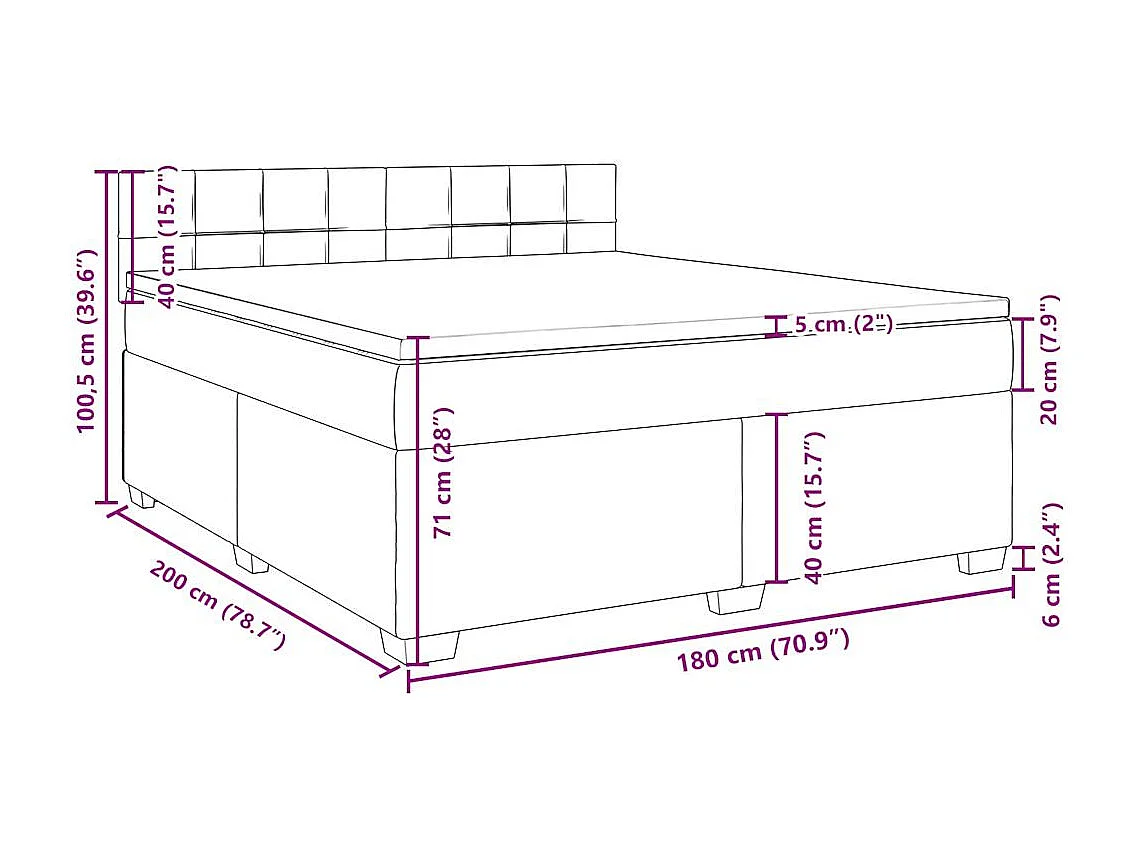 Boxspringbett mit Matratze Hellgrau 180x200 cm Stoff