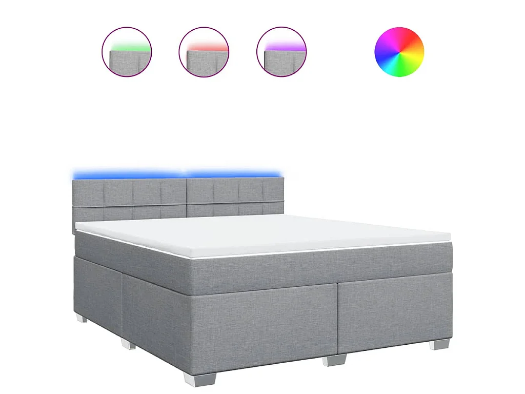 Boxspringbett mit Matratze Hellgrau 180x200 cm Stoff