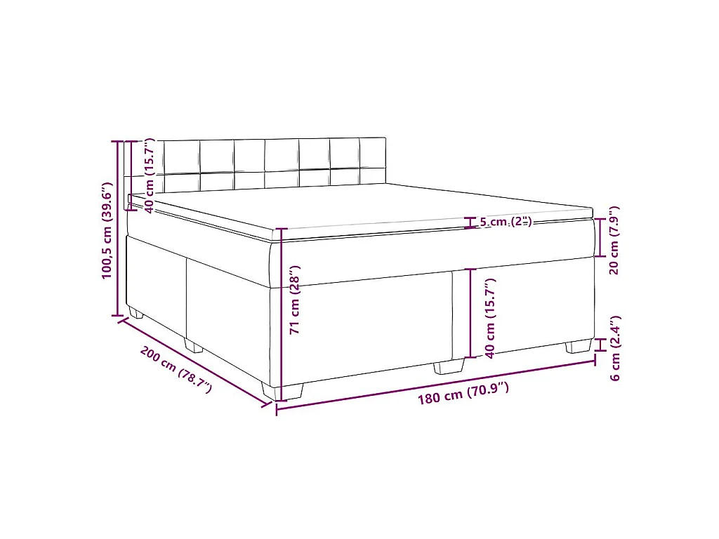 Boxspringbett mit Matratze Hellgrau 180x200 cm Stoff