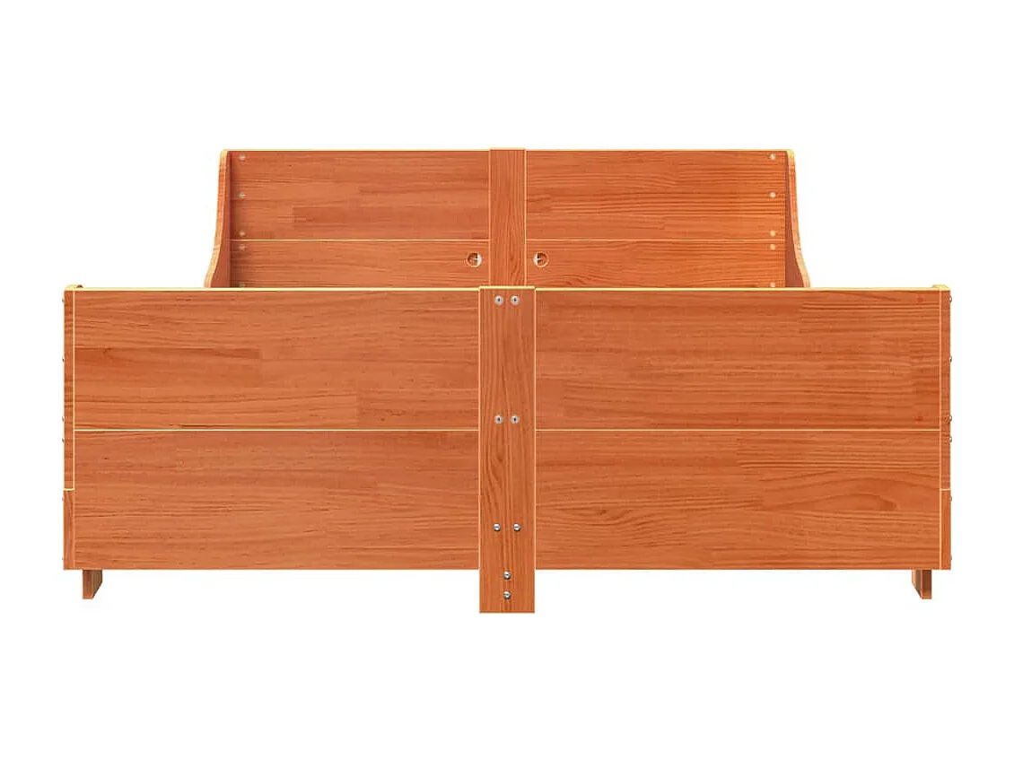 Cama sin colchón madera maciza de pino marrón cera 140x190 cm