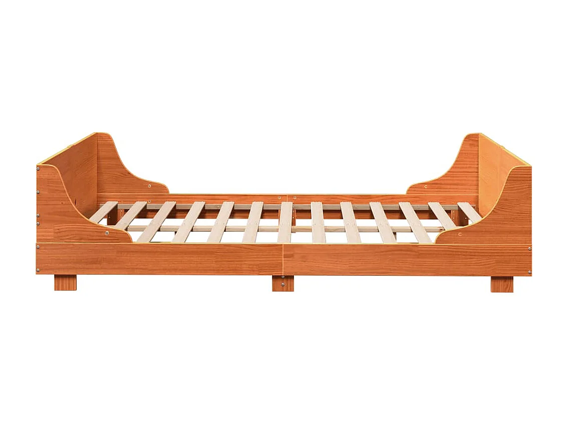Cama sin colchón madera maciza de pino marrón cera 140x190 cm