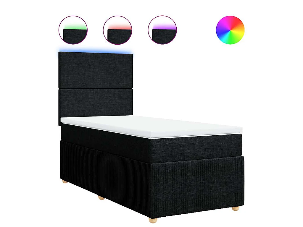 Cama com molas/colchão 90x200 cm tecido preto