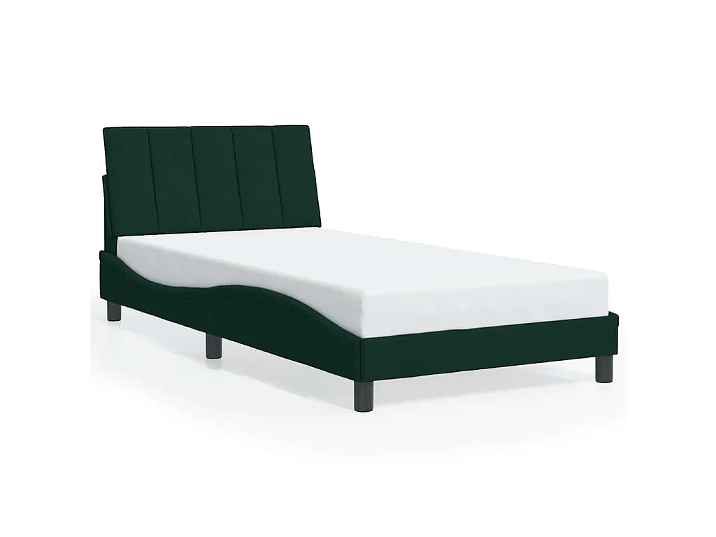 Cadre de lit avec LED sans matelas Hanko vert foncé 100x200cm velours