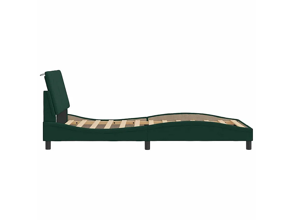 Cadre de lit avec LED sans matelas Hanko vert foncé 100x200cm velours