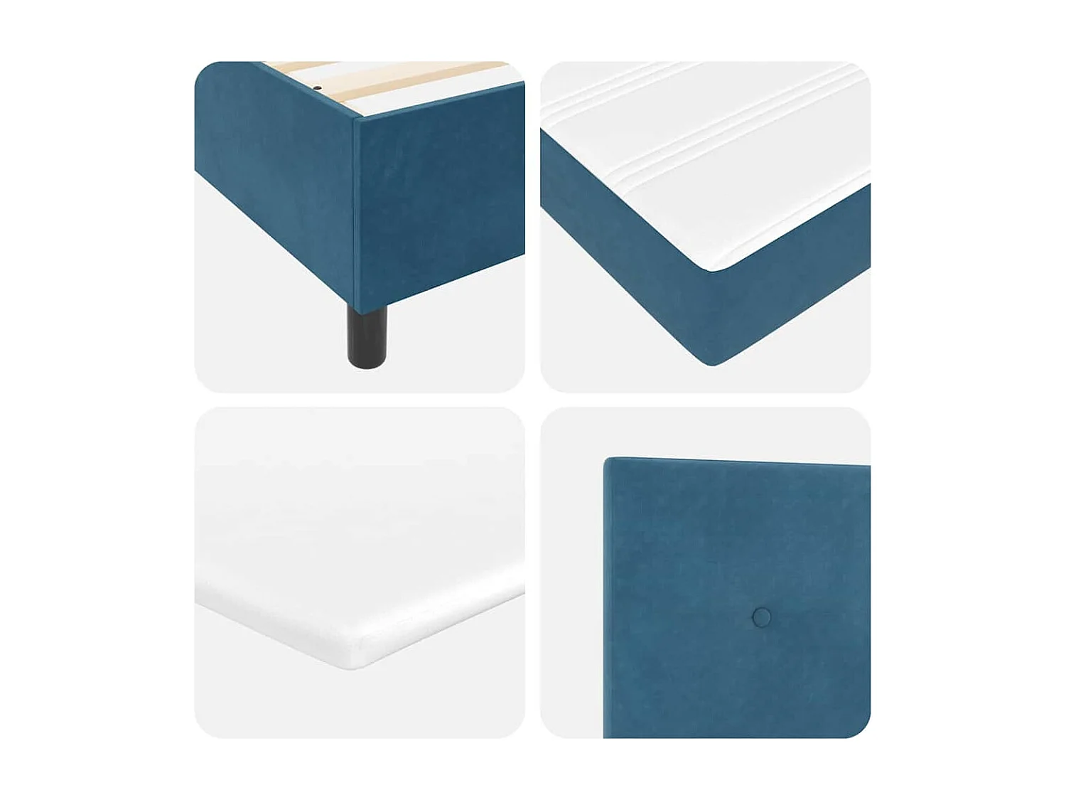 Lit à ressorts avec matelas Bleu foncé 160 x 200 cm tissu