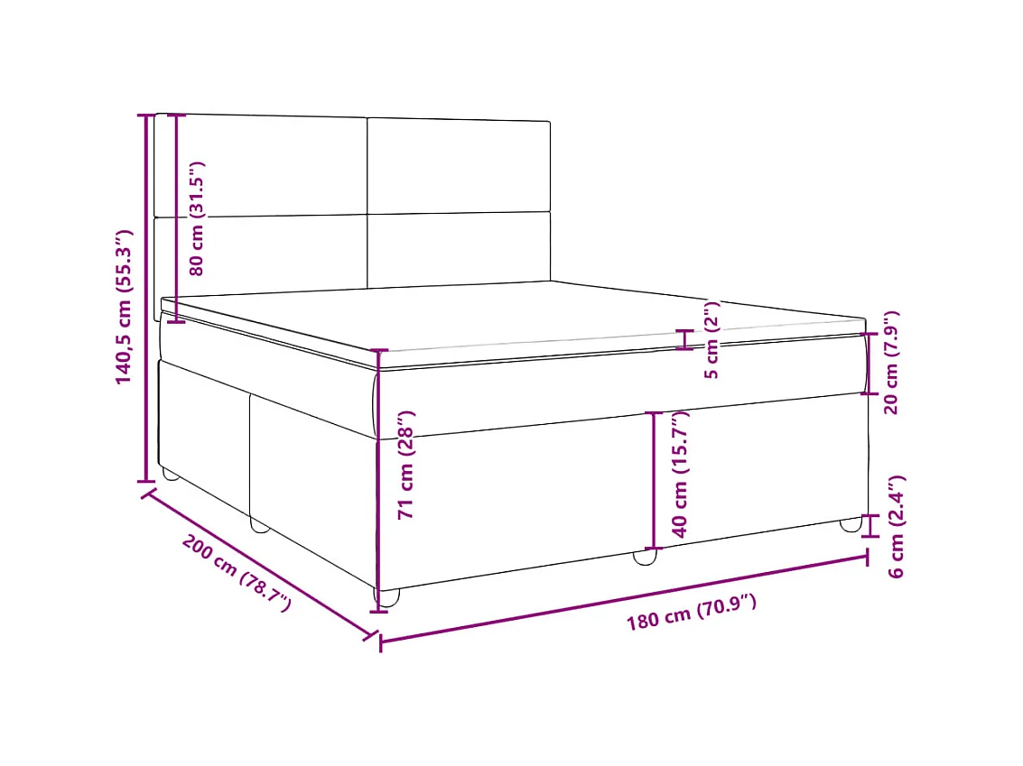 Boxspring met matras stof donkergrijs 180x200 cm