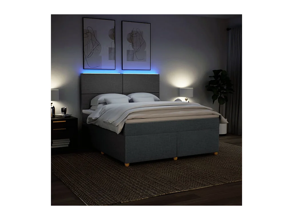 Boxspring met matras stof donkergrijs 180x200 cm