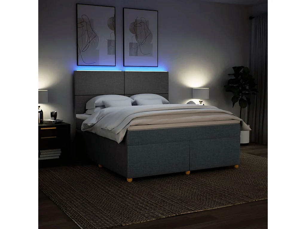 Giroletto a Molle con Materasso Grigio Scuro 180x200 cm Tessuto