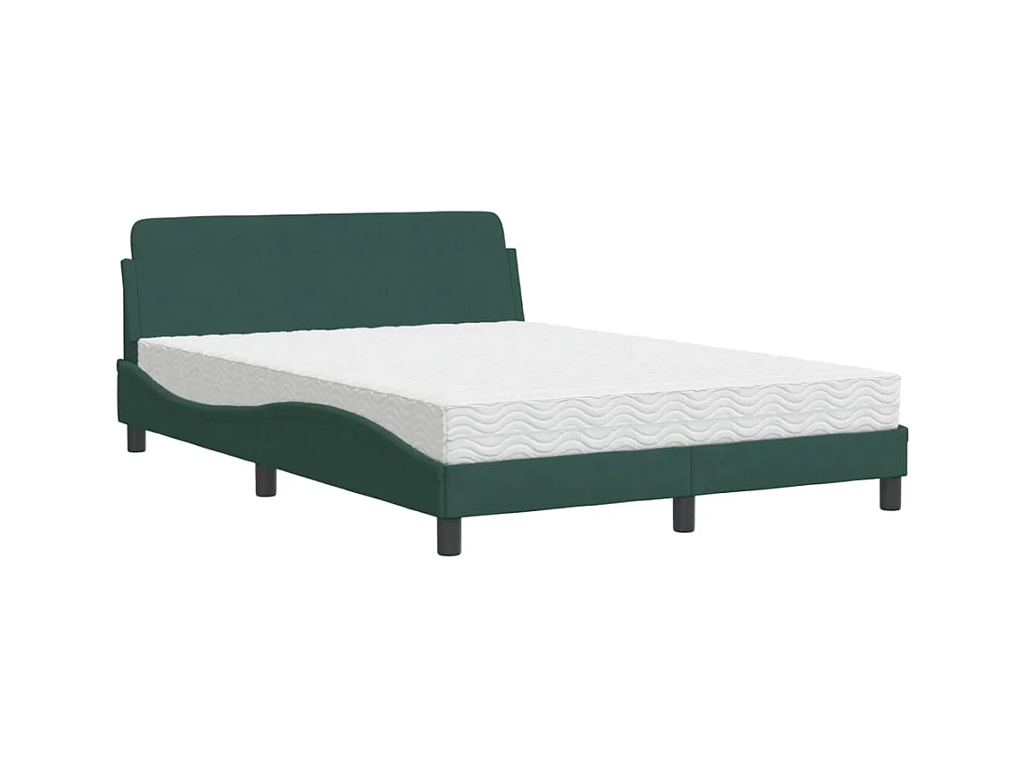 Letto con Materasso Verde Scuro 140x190 cm in Velluto