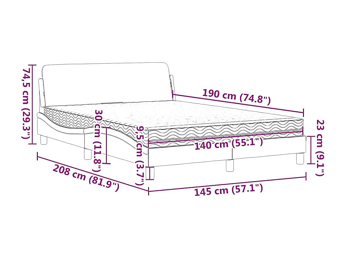 Bed met matras "Dover" fluweel donkergroen 140x190 cm
