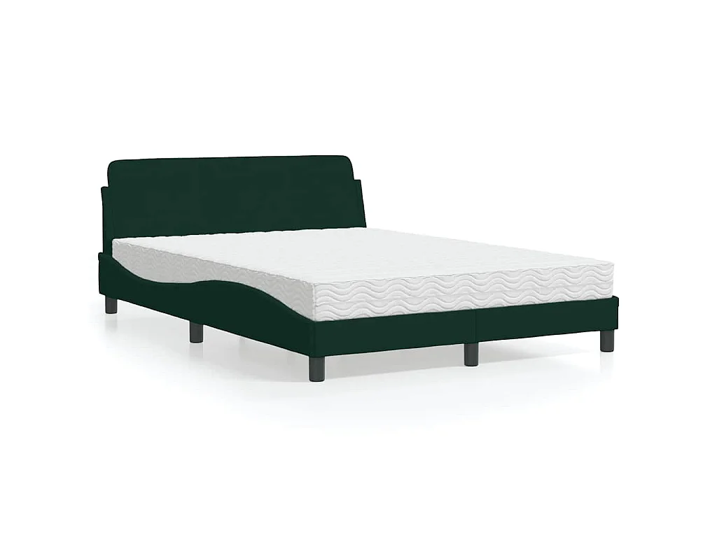 Cama com colchão Dover 140x190 cm veludo verde-escuro