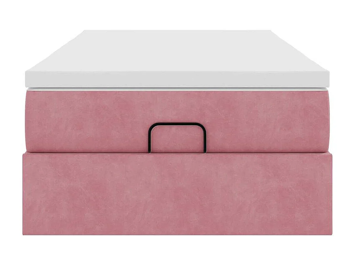Cadre de lit ottoman avec matelas rose 90x190 cm velours