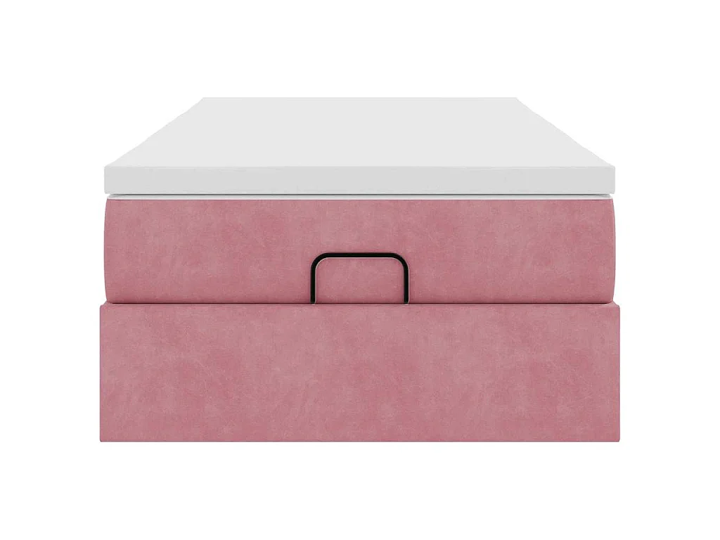 Cadre de lit ottoman avec matelas rose 90x190 cm velours