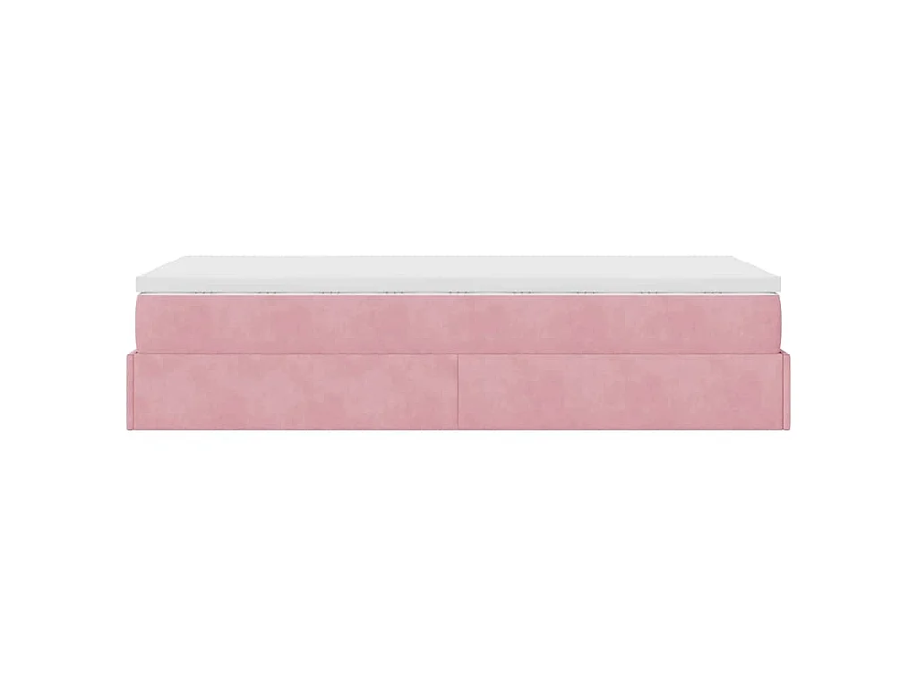 Cadre de lit ottoman avec matelas rose 90x190 cm velours
