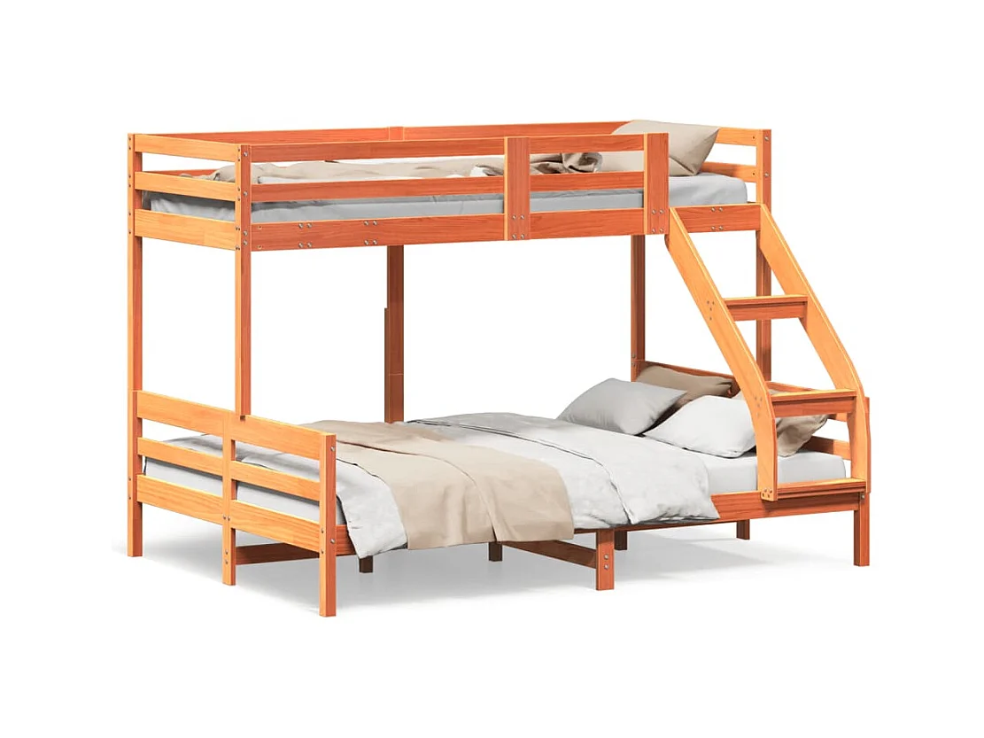 Etagenbett 90x200/140x200 cm Wachsbraun Massivholz Kiefer