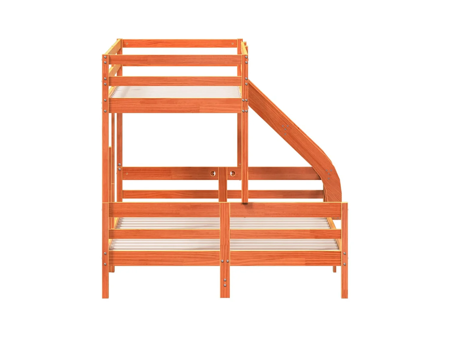 Etagenbett 90x200/140x200 cm Wachsbraun Massivholz Kiefer