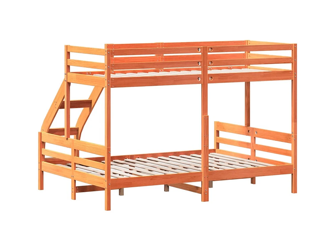 Etagenbett 90x200/140x200 cm Wachsbraun Massivholz Kiefer