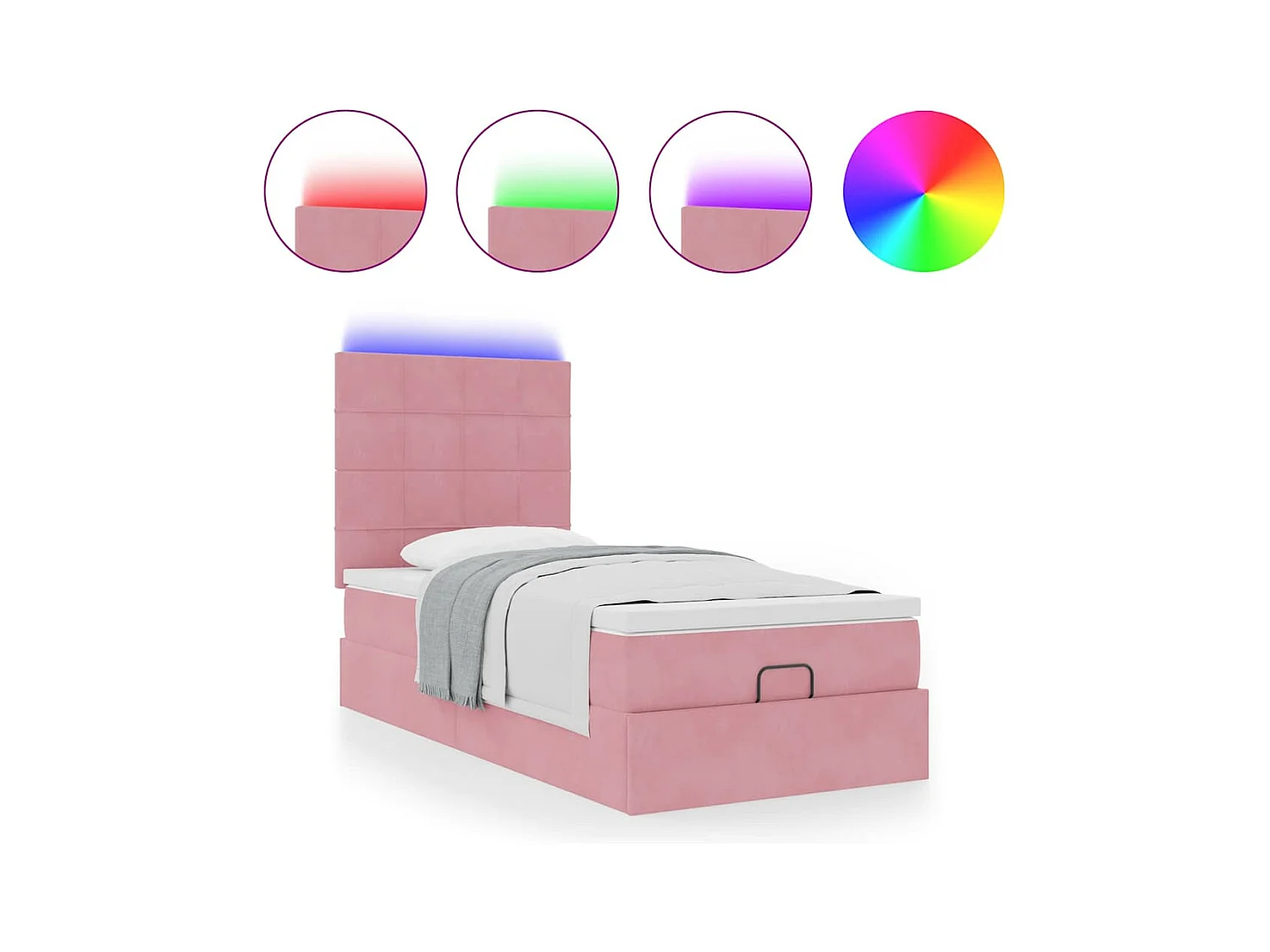 moldura de cama otomana  com colchões rosa 100x200cm veludo