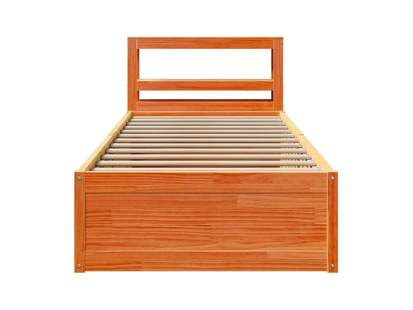 Cadre de lit avec tête de lit cire marron 90x200 cm bois de pin