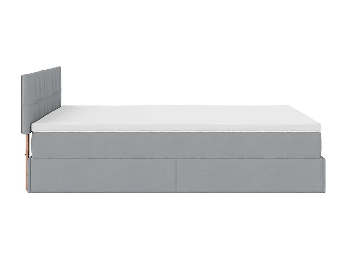 Cama otomana com colchão 140x190 cm tecido cinzento claro