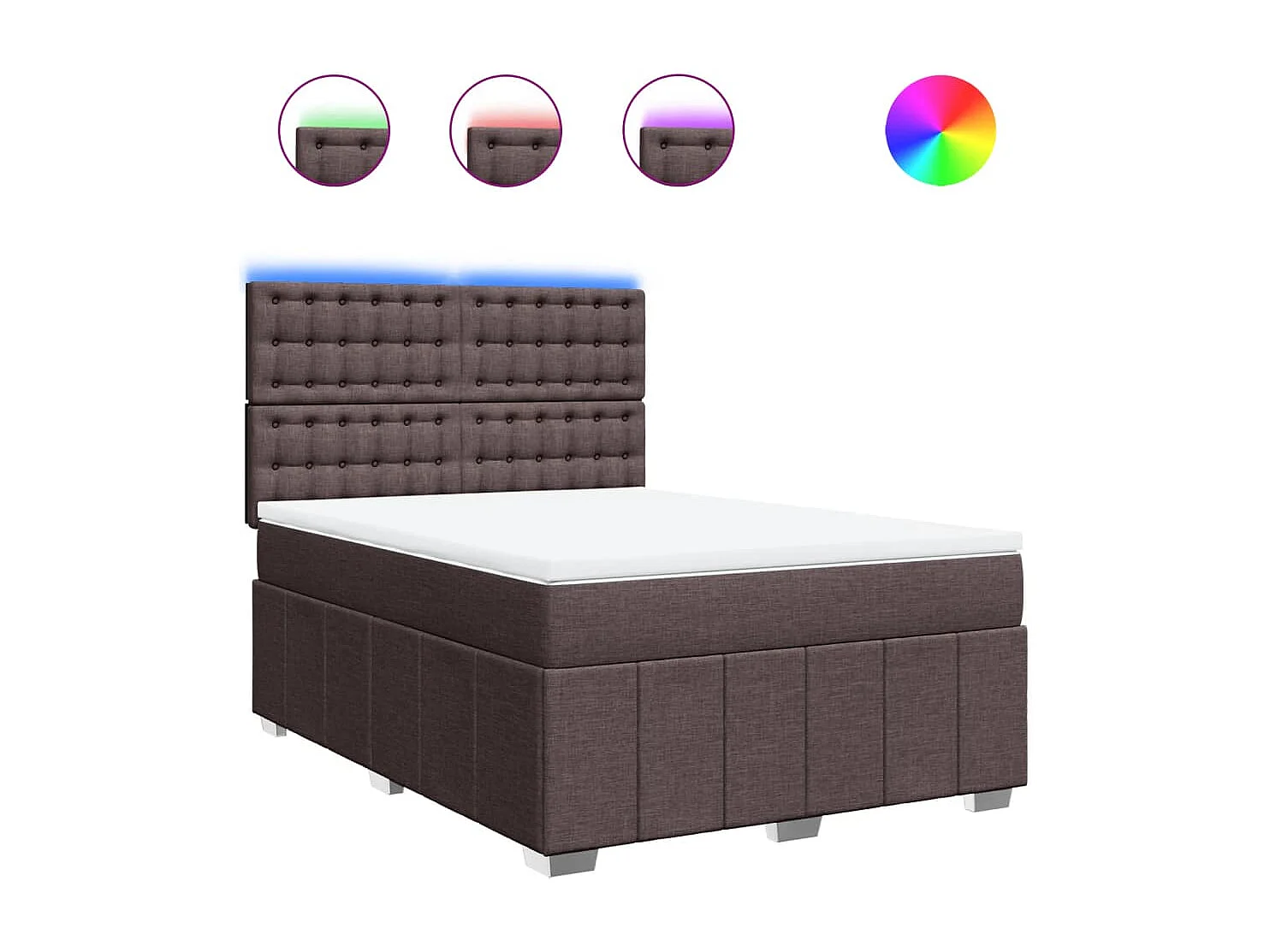 Boxspring met matras stof donkerbruin 140x200 cm