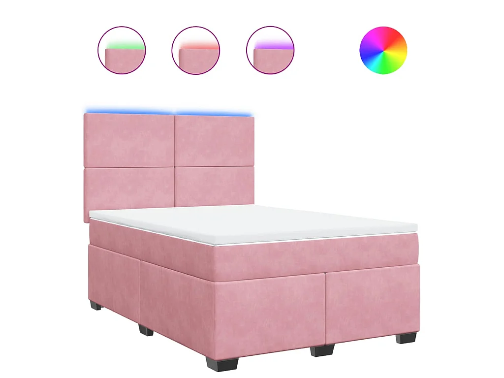 Giroletto a Molle con Materasso Rosa 160x200 cm in Velluto