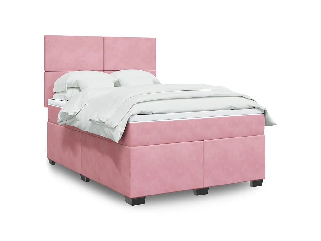 Giroletto a Molle con Materasso Rosa 160x200 cm in Velluto