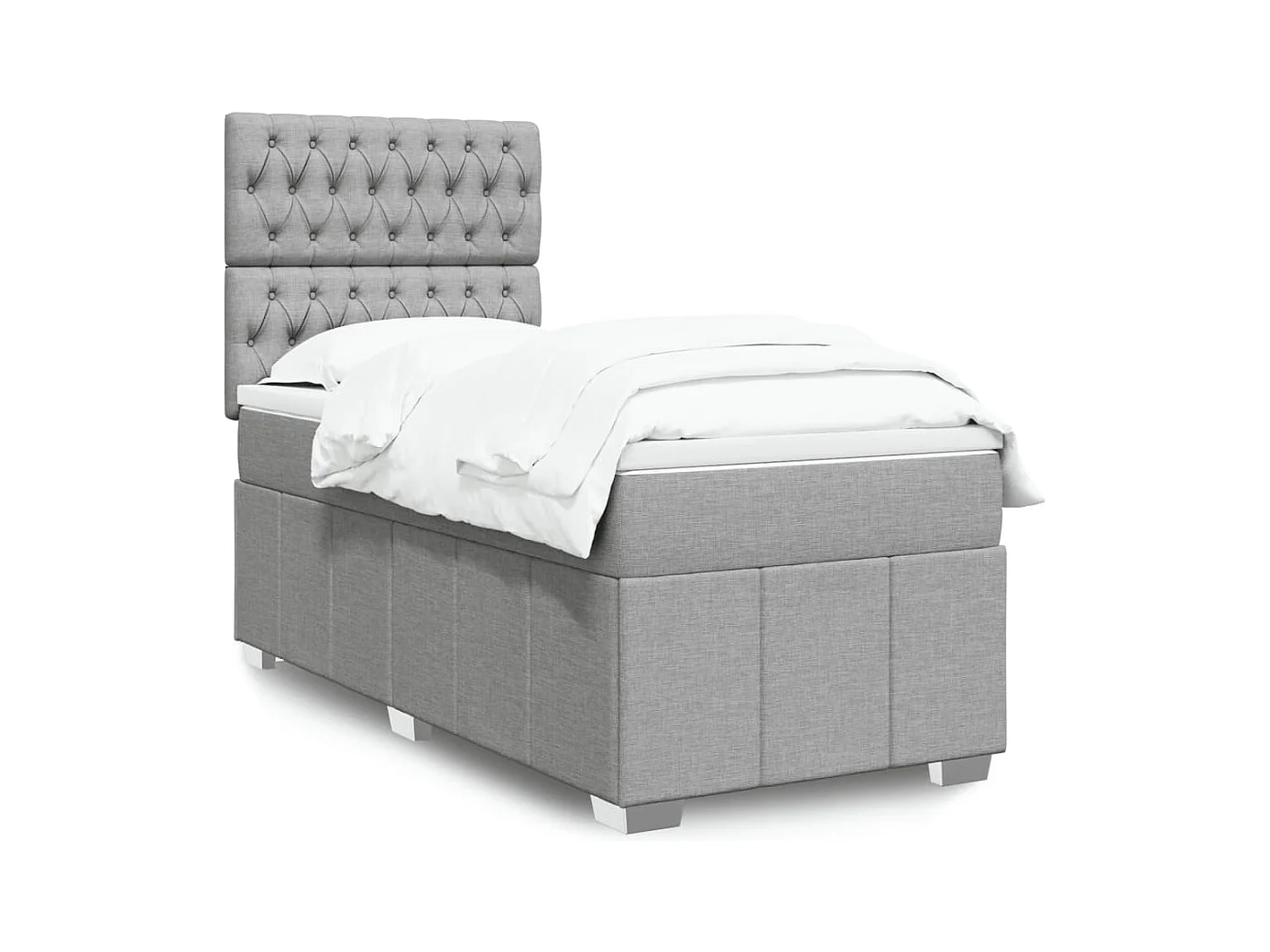 Boxspring met matras stof lichtgrijs 90x190 cm