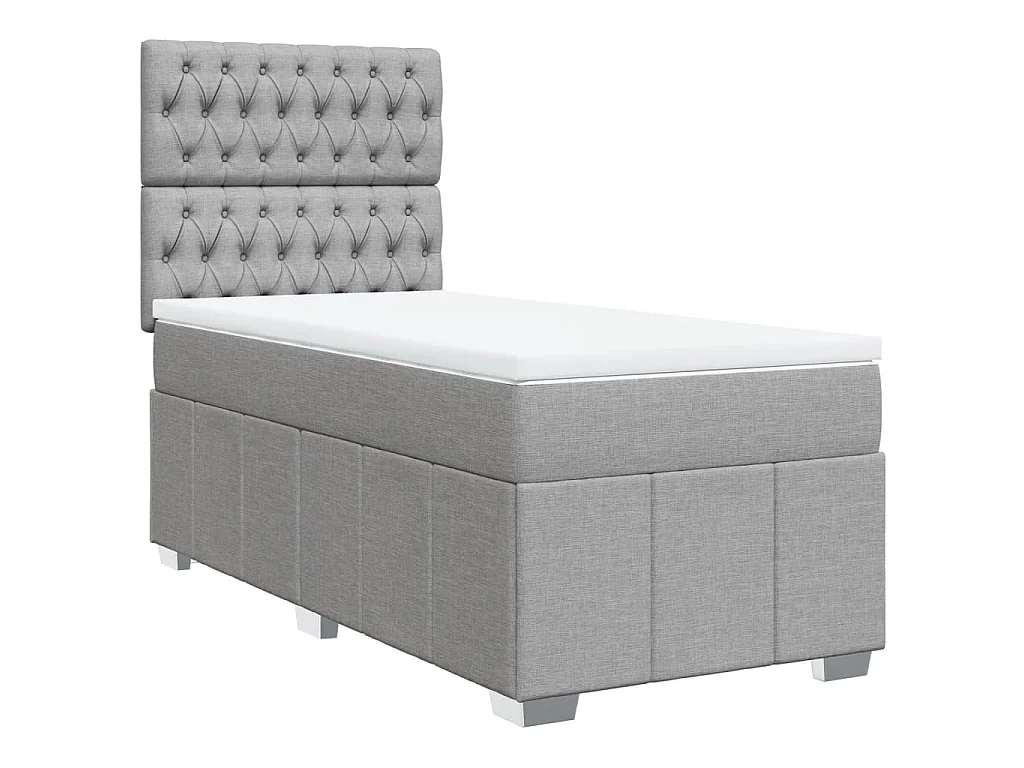 Sommier à lattes de lit et matelas Gris clair 90x190 cm Tissu
