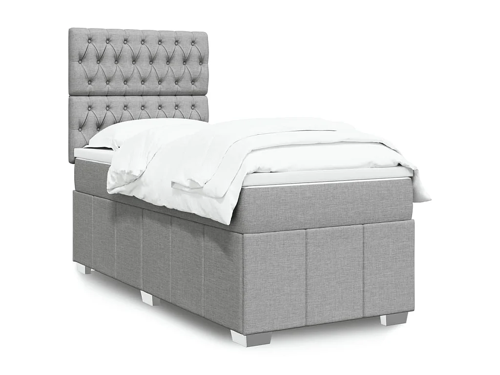 Sommier à lattes de lit et matelas Gris clair 90x190 cm Tissu