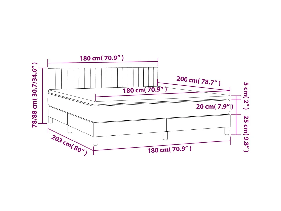Boxspringbett mit Matratze Creme 180x200 cm Stoff