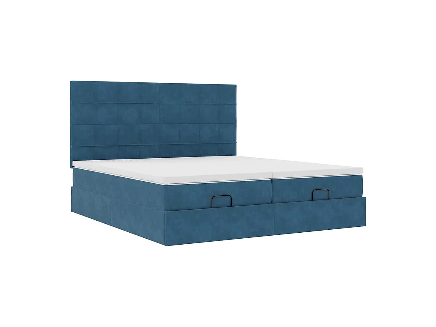 Ottoman-Bett mit Matratzen & LEDs Dunkelblau 160x200 cm Samt