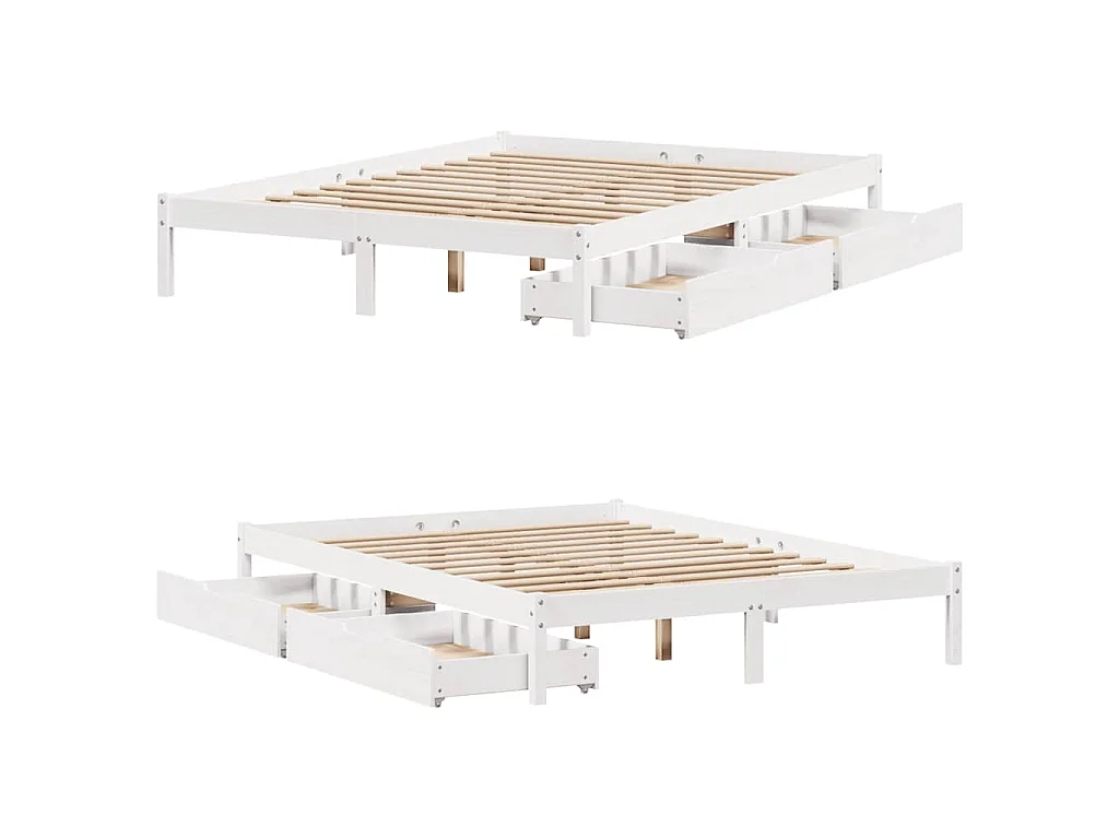 Bedframe zonder matras massief grenenhout wit 140x200 cm