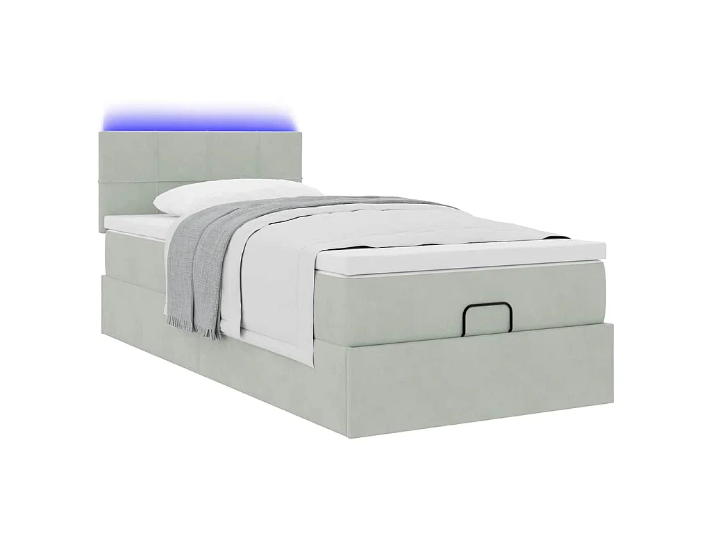 Struttura Letto Pouf con Materasso 90x200 cm in Velluto