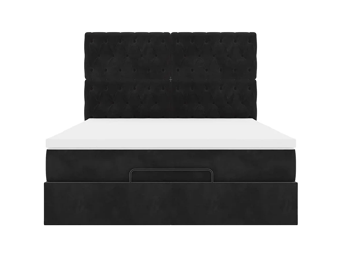 Cadre de lit ottoman avec matelas noir 140x190 cm velours