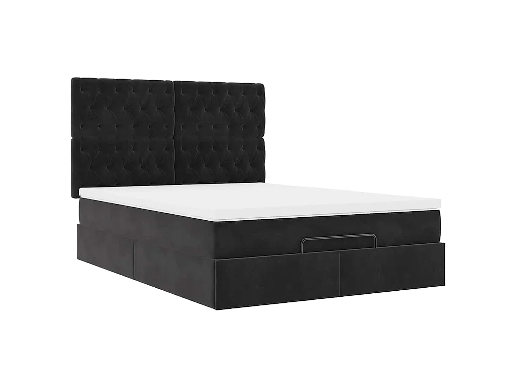 Ottoman bed met matrassen 140x190cm fluweel zwart
