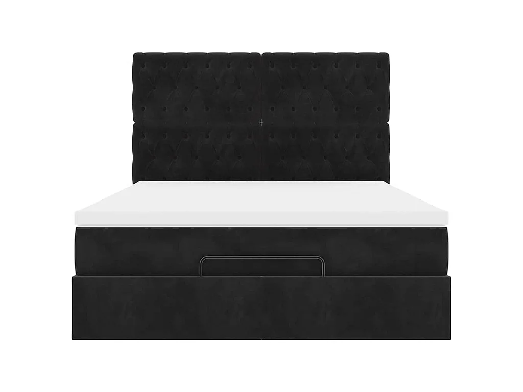 Ottoman bed met matrassen 140x190cm fluweel zwart
